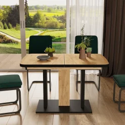 Esstisch Fenaro Schwarz/Eiche 120 x 80 cm 2 Teile Vicco