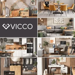 Esstisch Fenaro Schwarz/Eiche 120 x 80 cm 2 Teile Vicco