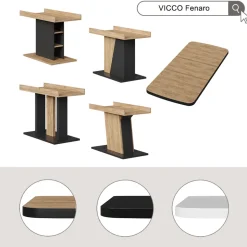 Esstisch Fenaro Schwarz/Eiche 120 x 80 cm 2 Teile Vicco