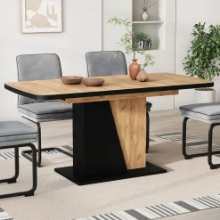 Esstisch Fenaro Schwarz/Eiche 120 x 80 cm ausziehbar Vicco