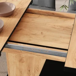 Esstisch Fenaro Schwarz/Eiche 120 x 80 cm ausziehbar Vicco