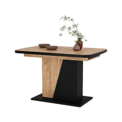 Esstisch Fenaro Schwarz/Eiche 120 x 80 cm ausziehbar Vicco