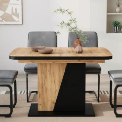 Esstisch Fenaro Schwarz/Eiche 120 x 80 cm ausziehbar Vicco