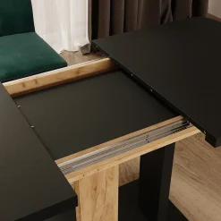 Esstisch Fenaro Schwarz/Goldkraft Eiche 120 x 80 cm 2 Teile Vicco