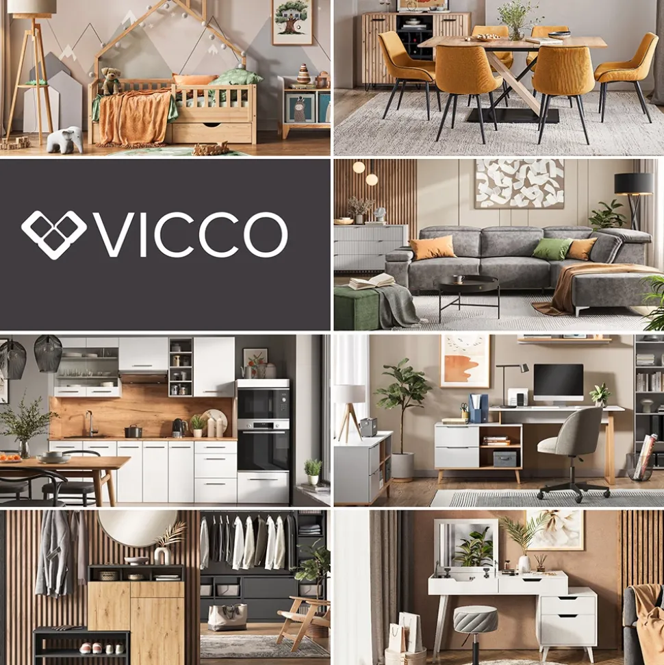 Esstisch Fenaro Schwarz/Goldkraft Eiche 120 x 80 cm 2 Teile Vicco