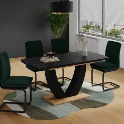 Esstisch Fenaro Schwarz/Goldkraft Eiche 120 x 80 cm ausziehbar Vicco