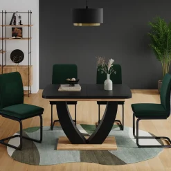 Esstisch Fenaro Schwarz/Goldkraft Eiche 120 x 80 cm ausziehbar Vicco