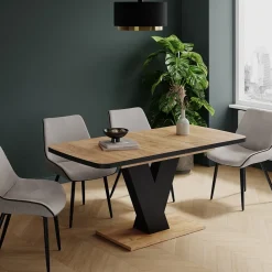 Esstisch Fenaro Schwarz/Goldkraft Eiche 120 x 80 cm ausziehbar Vicco