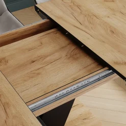 Esstisch Fenaro Schwarz/Goldkraft Eiche 120 x 80 cm ausziehbar Vicco