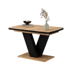 Esstisch Fenaro Schwarz/Goldkraft Eiche 120 x 80 cm ausziehbar Vicco