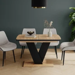 Esstisch Fenaro Schwarz/Goldkraft Eiche 120 x 80 cm ausziehbar Vicco