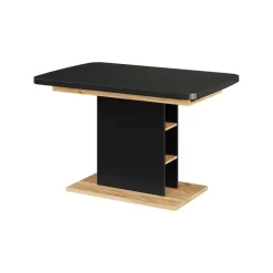 Esstisch Fenaro Schwarz/Goldkraft Eiche 120 x 80 cm mit offenen Fächern Vicco