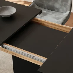 Esstisch Fenaro Schwarz/Goldkraft Eiche 120 x 80 cm mit offenen Fächern Vicco