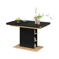 Esstisch Fenaro Schwarz/Goldkraft Eiche 120 x 80 cm mit offenen Fächern Vicco