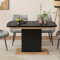 Esstisch Fenaro Schwarz/Goldkraft Eiche 120 x 80 cm mit offenen Fächern Vicco