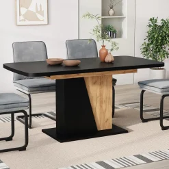 Esstisch Fenaro Schwarz/Goldkraft Eiche 120 x 80 cm ausziehbar Vicco