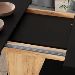 Esstisch Fenaro Schwarz/Goldkraft Eiche 120 x 80 cm ausziehbar Vicco