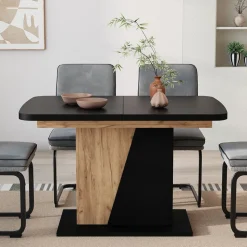 Esstisch Fenaro Schwarz/Goldkraft Eiche 120 x 80 cm ausziehbar Vicco