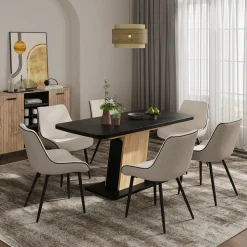 Esstisch Fenaro Schwarz/Goldkraft Eiche 120 x 80 cm ausziehbar Vicco