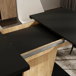 Esstisch Fenaro Schwarz/Goldkraft Eiche 120 x 80 cm ausziehbar Vicco