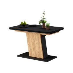 Esstisch Fenaro Schwarz/Goldkraft Eiche 120 x 80 cm ausziehbar Vicco