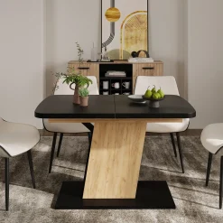 Esstisch Fenaro Schwarz/Goldkraft Eiche 120 x 80 cm ausziehbar Vicco