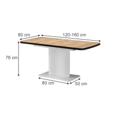 Esstisch Fenaro Schwarz/Weiß 120 x 80 cm ausziehbar Vicco