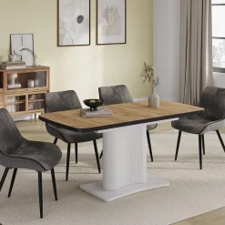 Esstisch Fenaro Schwarz/Weiß 120 x 80 cm ausziehbar Vicco