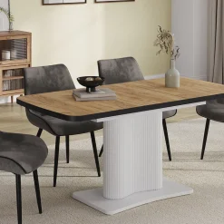 Esstisch Fenaro Schwarz/Weiß 120 x 80 cm ausziehbar Vicco