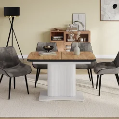 Esstisch Fenaro Schwarz/Weiß 120 x 80 cm ausziehbar Vicco