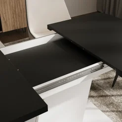 Esstisch Fenaro Schwarz/Weiß 120 x 80 cm ausziehbar Vicco