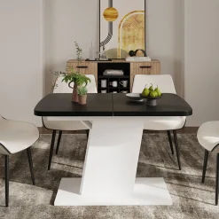 Esstisch Fenaro Schwarz/Weiß 120 x 80 cm ausziehbar Vicco