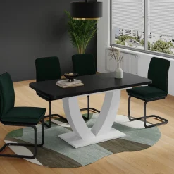 Esstisch Fenaro Schwarz/Weiß 120 x 80 cm ausziehbar Vicco