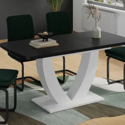 Esstisch Fenaro Schwarz/Weiß 120 x 80 cm ausziehbar Vicco