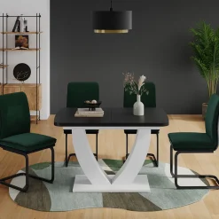 Esstisch Fenaro Schwarz/Weiß 120 x 80 cm ausziehbar Vicco