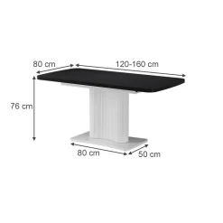 Esstisch Fenaro Schwarz/Weiß 120 x 80 cm ausziehbar Vicco