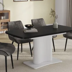 Esstisch Fenaro Schwarz/Weiß 120 x 80 cm ausziehbar Vicco