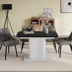 Esstisch Fenaro Schwarz/Weiß 120 x 80 cm ausziehbar Vicco