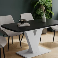Esstisch Fenaro Schwarz/Weiß 120 x 80 cm ausziehbar Vicco