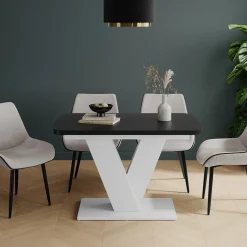 Esstisch Fenaro Schwarz/Weiß 120 x 80 cm ausziehbar Vicco