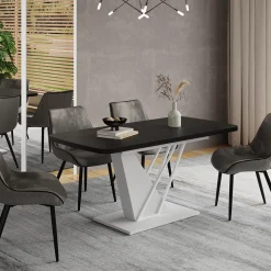 Esstisch Fenaro Schwarz/Weiß 120 x 80 cm ausziehbar Vicco