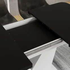 Esstisch Fenaro Schwarz/Weiß 120 x 80 cm ausziehbar Vicco