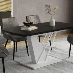 Esstisch Fenaro Schwarz/Weiß 120 x 80 cm ausziehbar Vicco