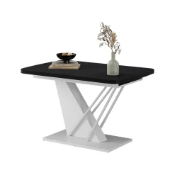 Esstisch Fenaro Schwarz/Weiß 120 x 80 cm ausziehbar Vicco
