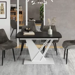 Esstisch Fenaro Schwarz/Weiß 120 x 80 cm ausziehbar Vicco