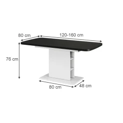 Esstisch Fenaro Schwarz/Weiß 120 x 80 cm mit offenen Fächern Vicco