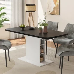 Esstisch Fenaro Schwarz/Weiß 120 x 80 cm mit offenen Fächern Vicco