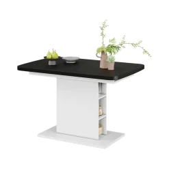 Esstisch Fenaro Schwarz/Weiß 120 x 80 cm mit offenen Fächern Vicco