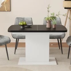 Esstisch Fenaro Schwarz/Weiß 120 x 80 cm mit offenen Fächern Vicco