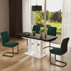 Esstisch Fenaro Schwarz/Weiß 120 x 80 cm 2 Teile Vicco